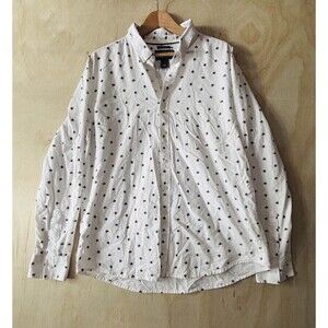 American Eagle Button Up Shirt Mens Size XXL White Blue Design
